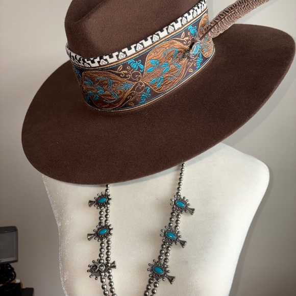 Accessories - Brown Hat with Feather Accent